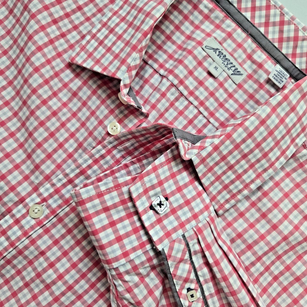 Jeremy Argyle NYC Mens XL Pink Gingham Cotton Button Down Long Sleeve Shirt